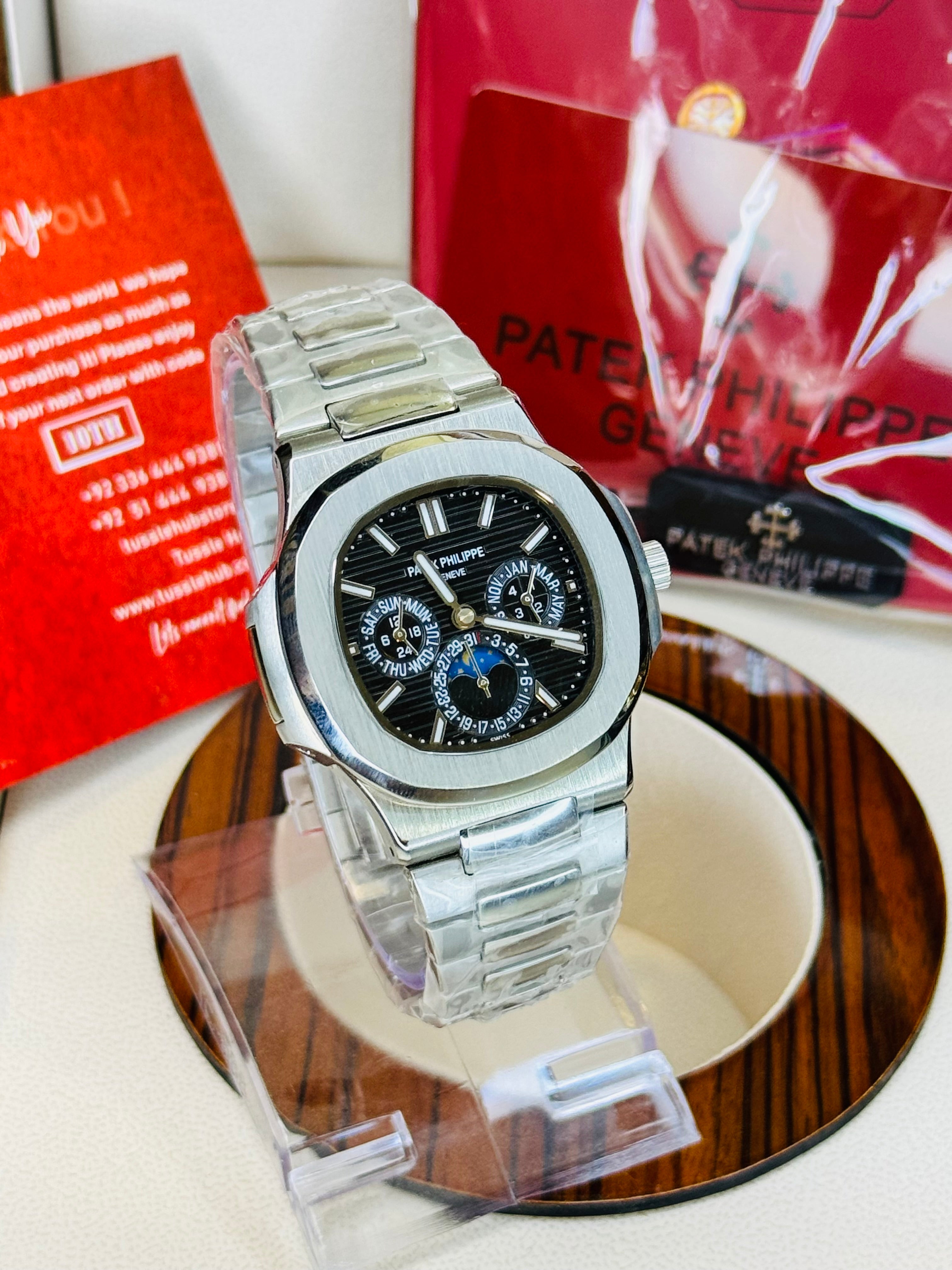 Silver Black Chronograph Automatic Nautilus Super Clone Watch