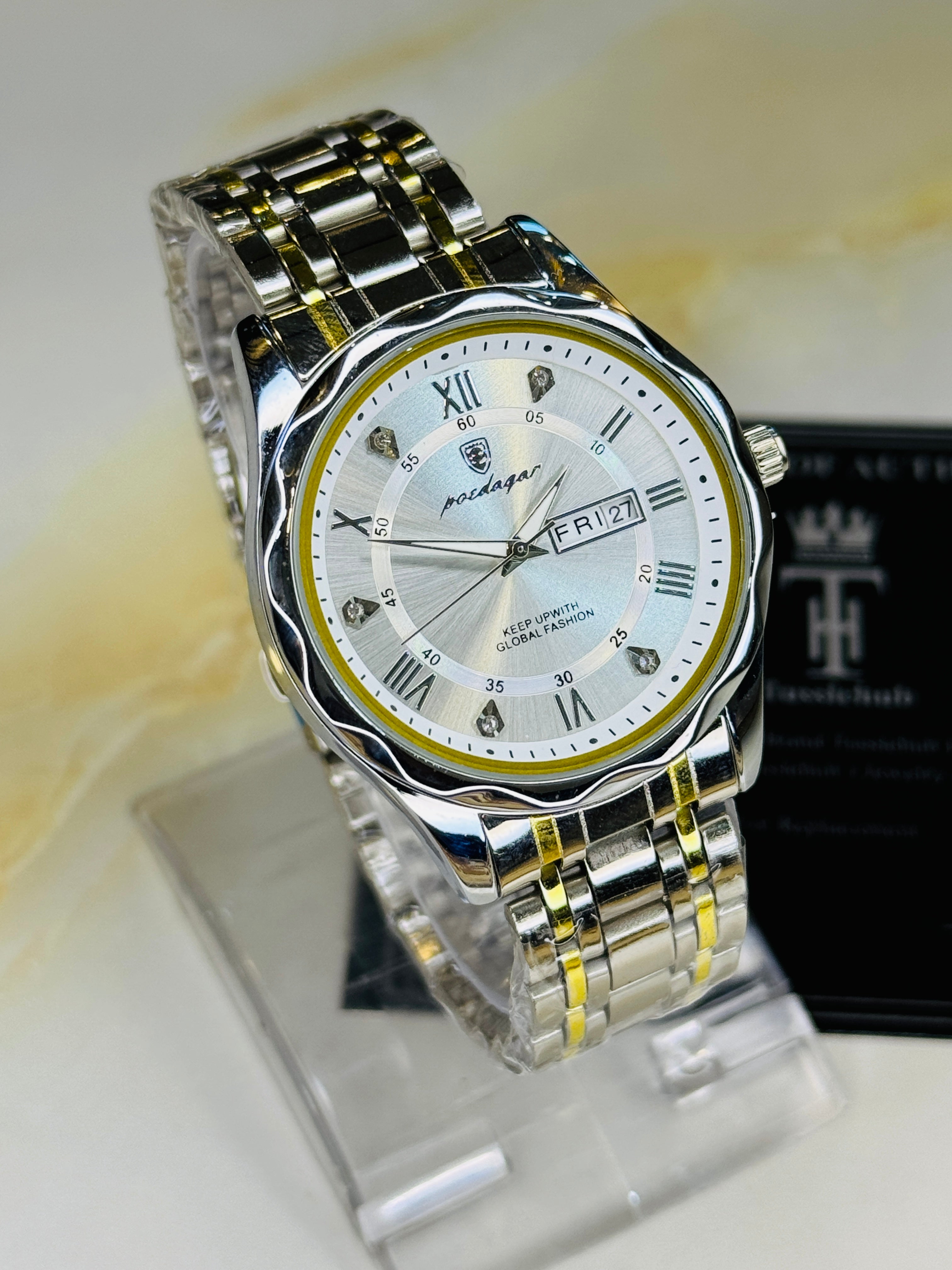 Two Tone White Poedagar Saint Day Date Watch