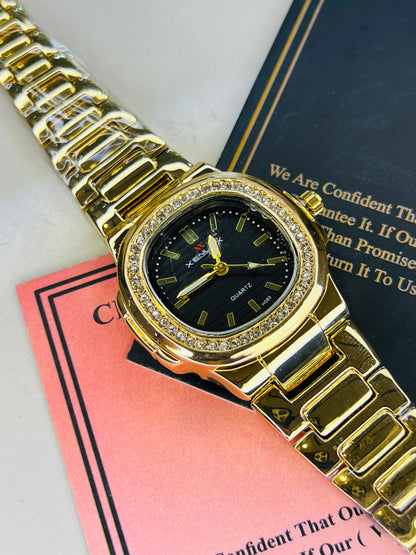 Xenlex Nautilus Gold Zircon Watch For Her