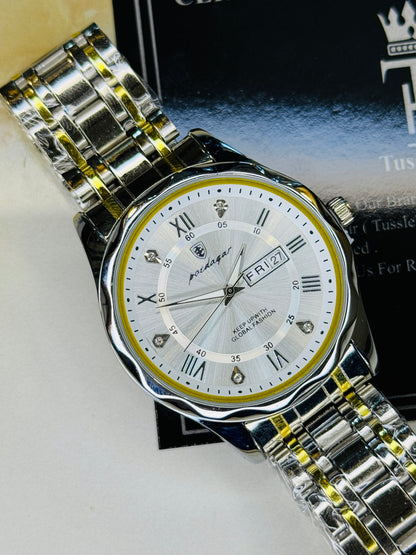 Two Tone White Poedagar Saint Day Date Watch