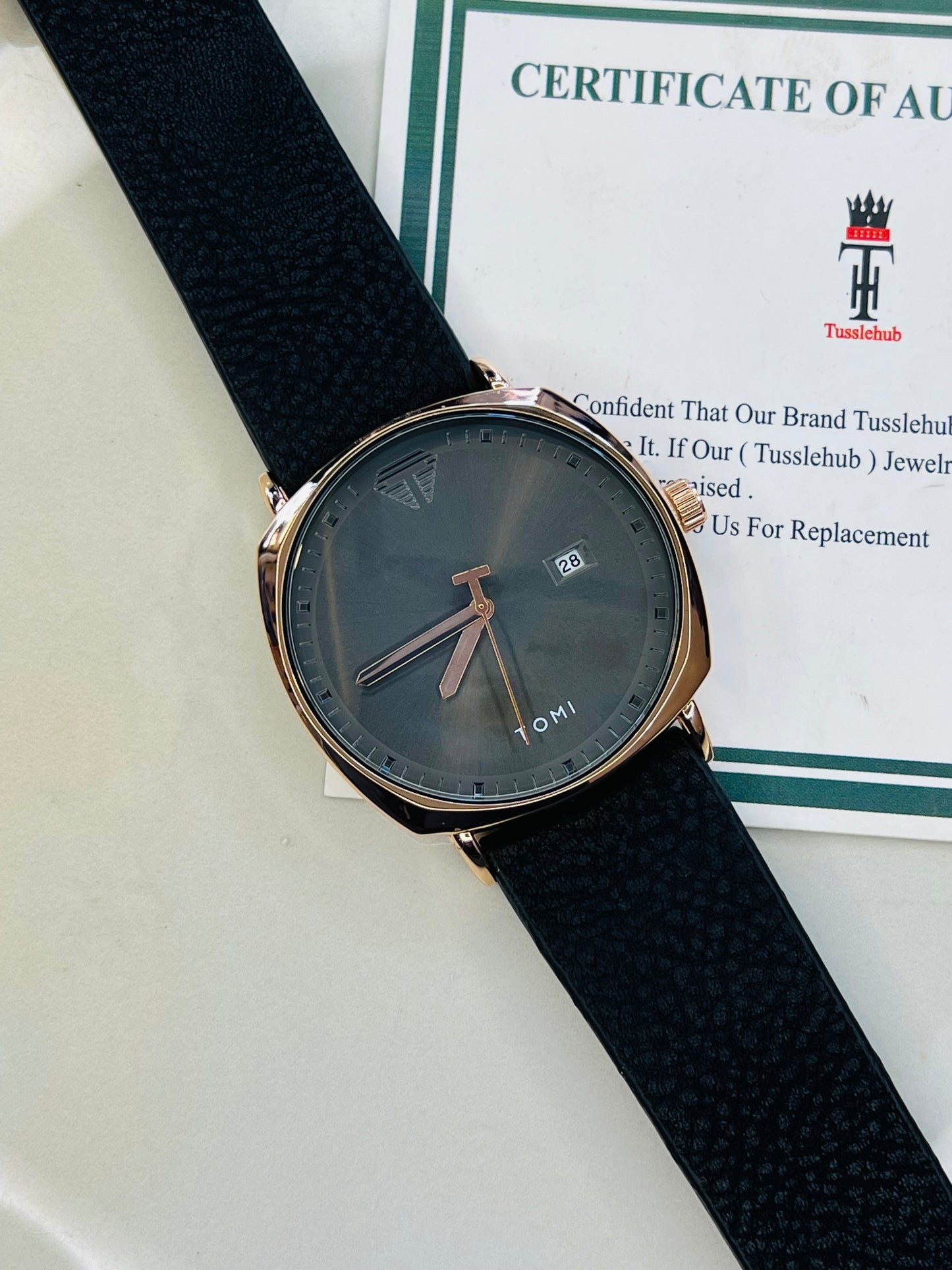 Tomi Black Gold Sleek Dial Watch