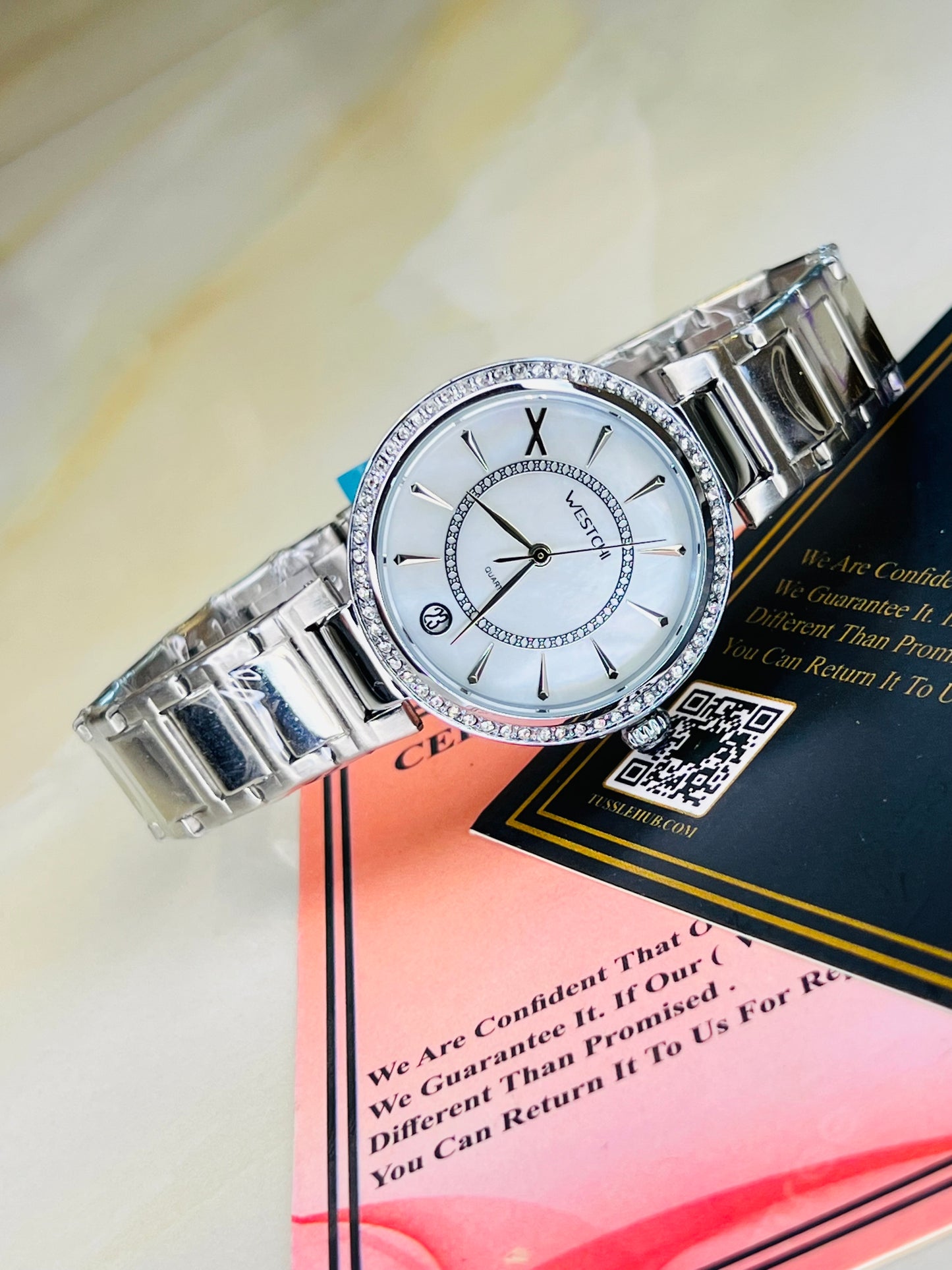 Silver Westchi White Dial Watch For Her