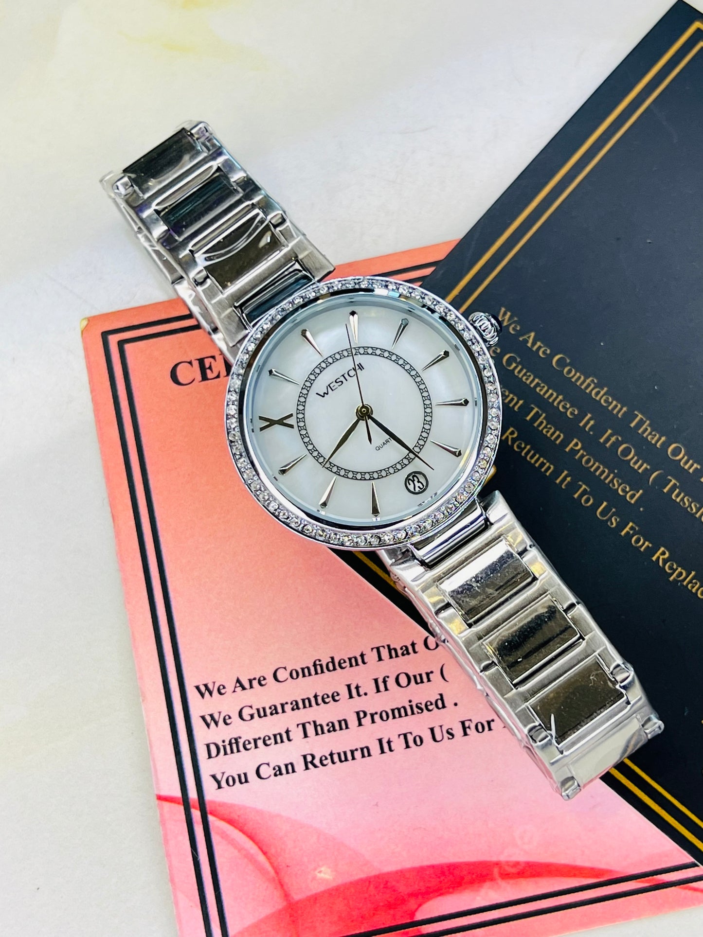 Silver Westchi White Dial Watch For Her