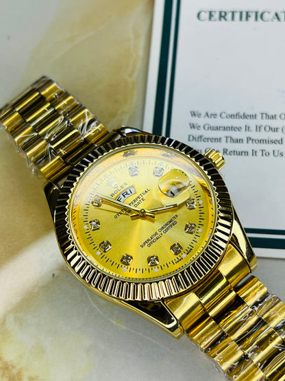 Premium Day Date All Gold Dial Watch
