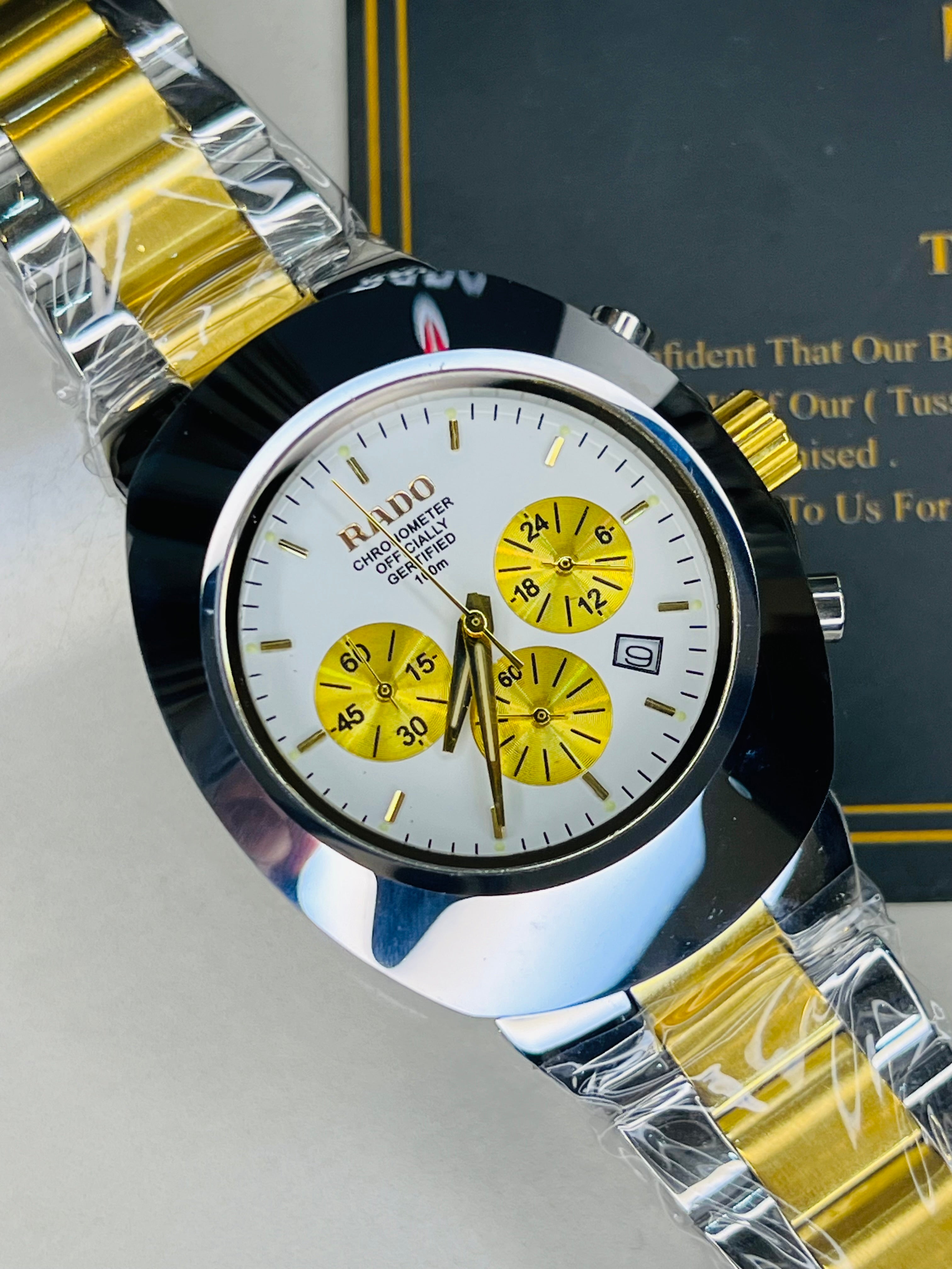 Rado Chronograph Two Tone White Gold Dial Master Clone Watch