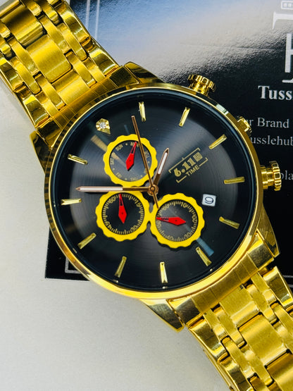 6:11 Gold Black Chronograph Watch