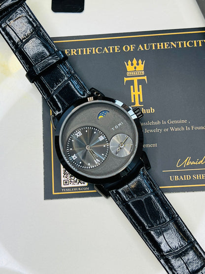 Tomi All Black Moon graph Dial Watch