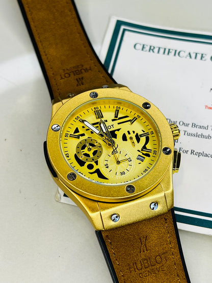 Brown Gold Chronograph Dial Hubl*t Watch