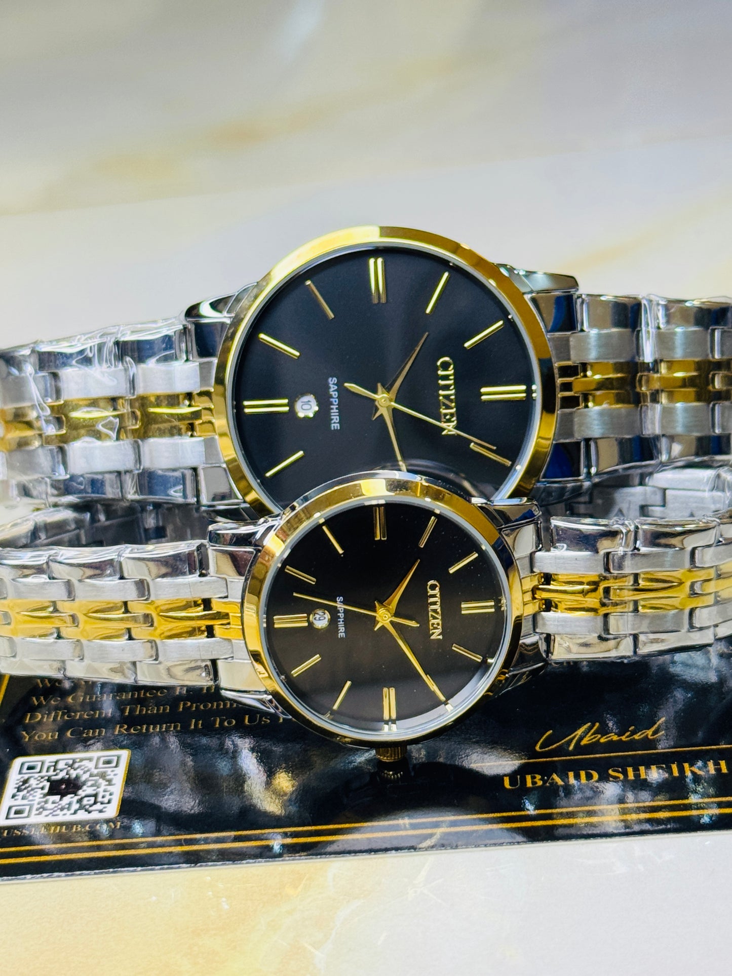 Two Tone Black Down Date Citizen Couple Watch