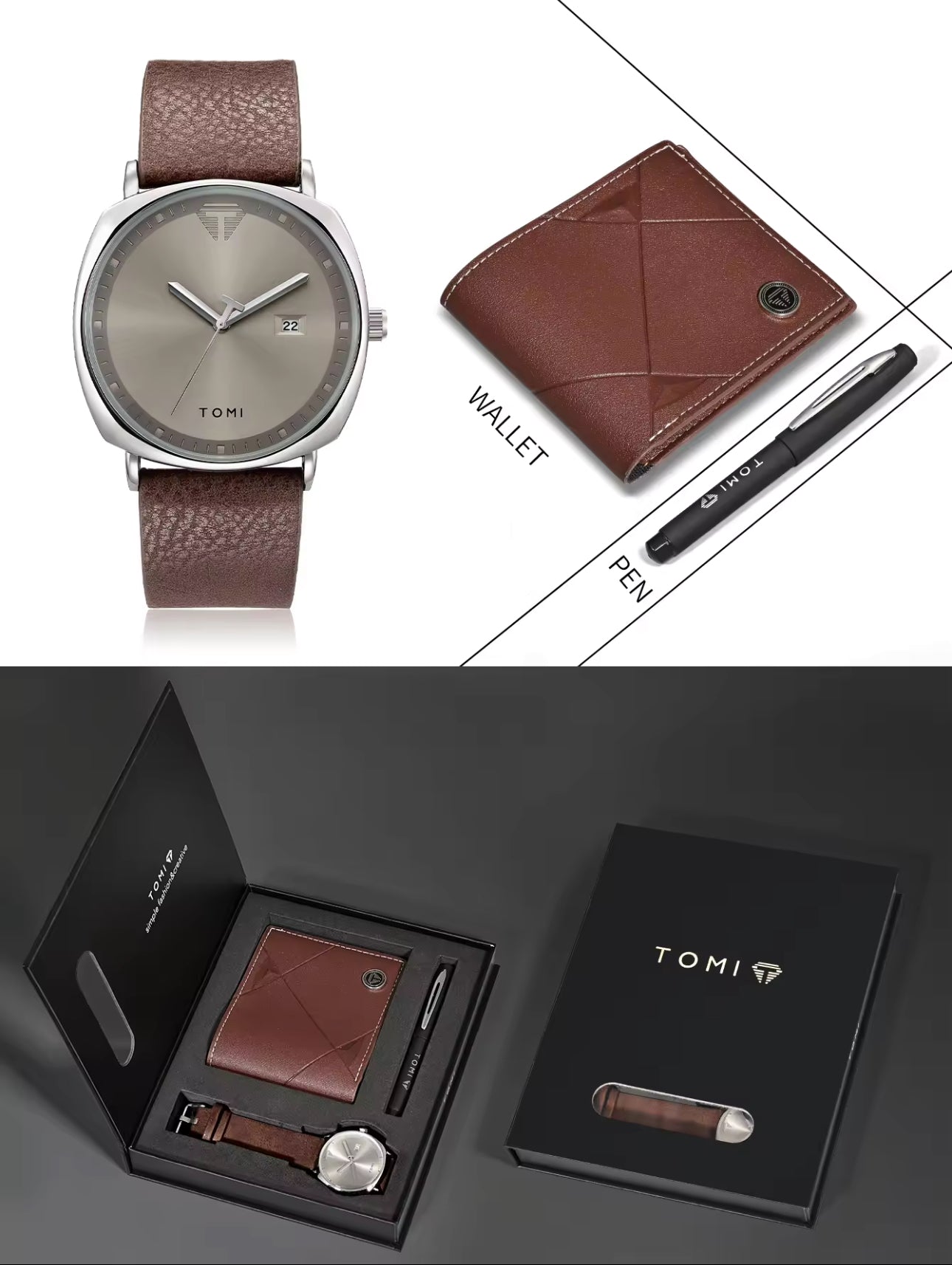 Tomi S8 Brown Silver Sleek Gift Set