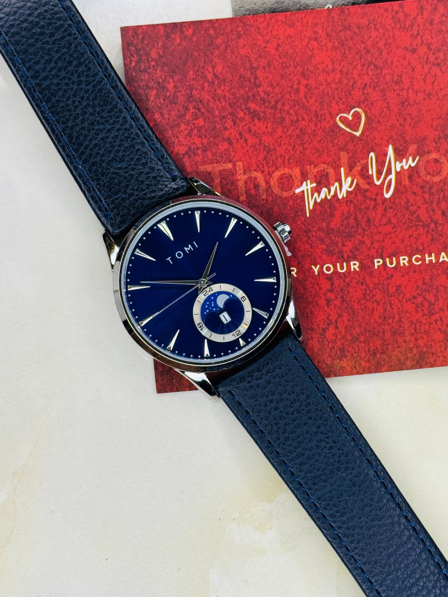 Tomi All Blue Leather Magnetic Strap Watch