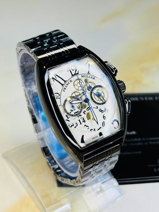 Chain Frank Muller Black White Chronograph Dial Watch