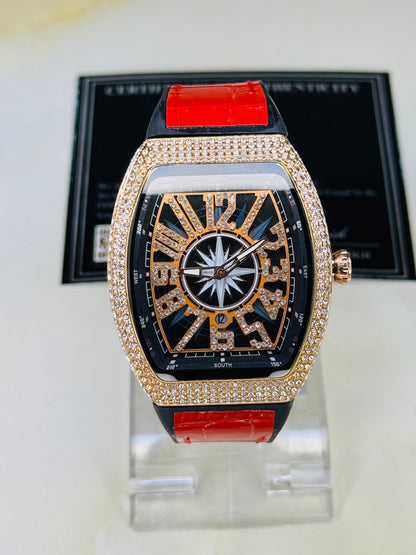 Vanguard Red Rose Gold Iced Frank Muller Watch