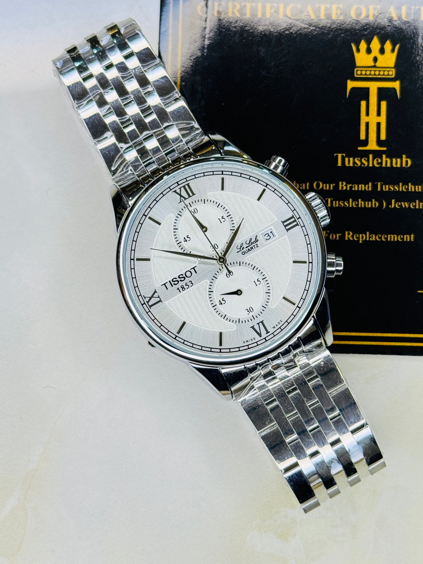 Le Lode Silver Chain Chronograph Dial Tissot Watch