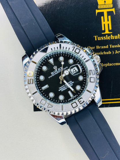 Silver Bezel Black Yatchmaster Watch