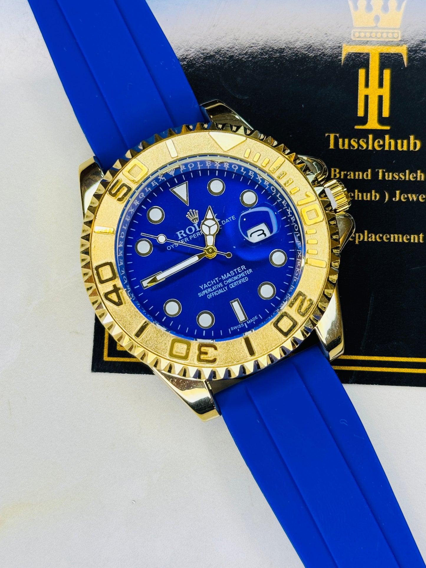Gold Blue Yatchmaster Watch