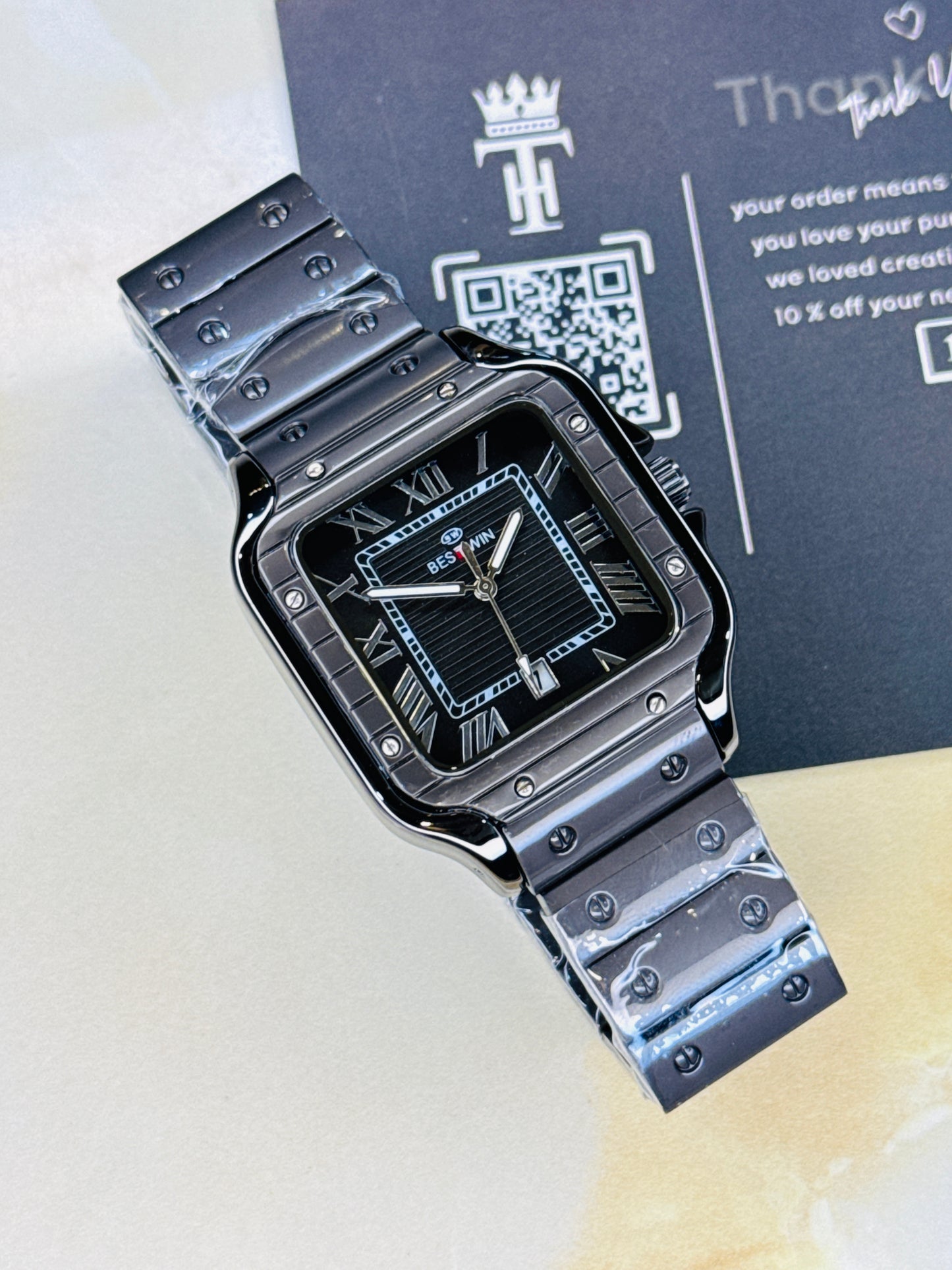 Matte All Black Santos Dial Watch