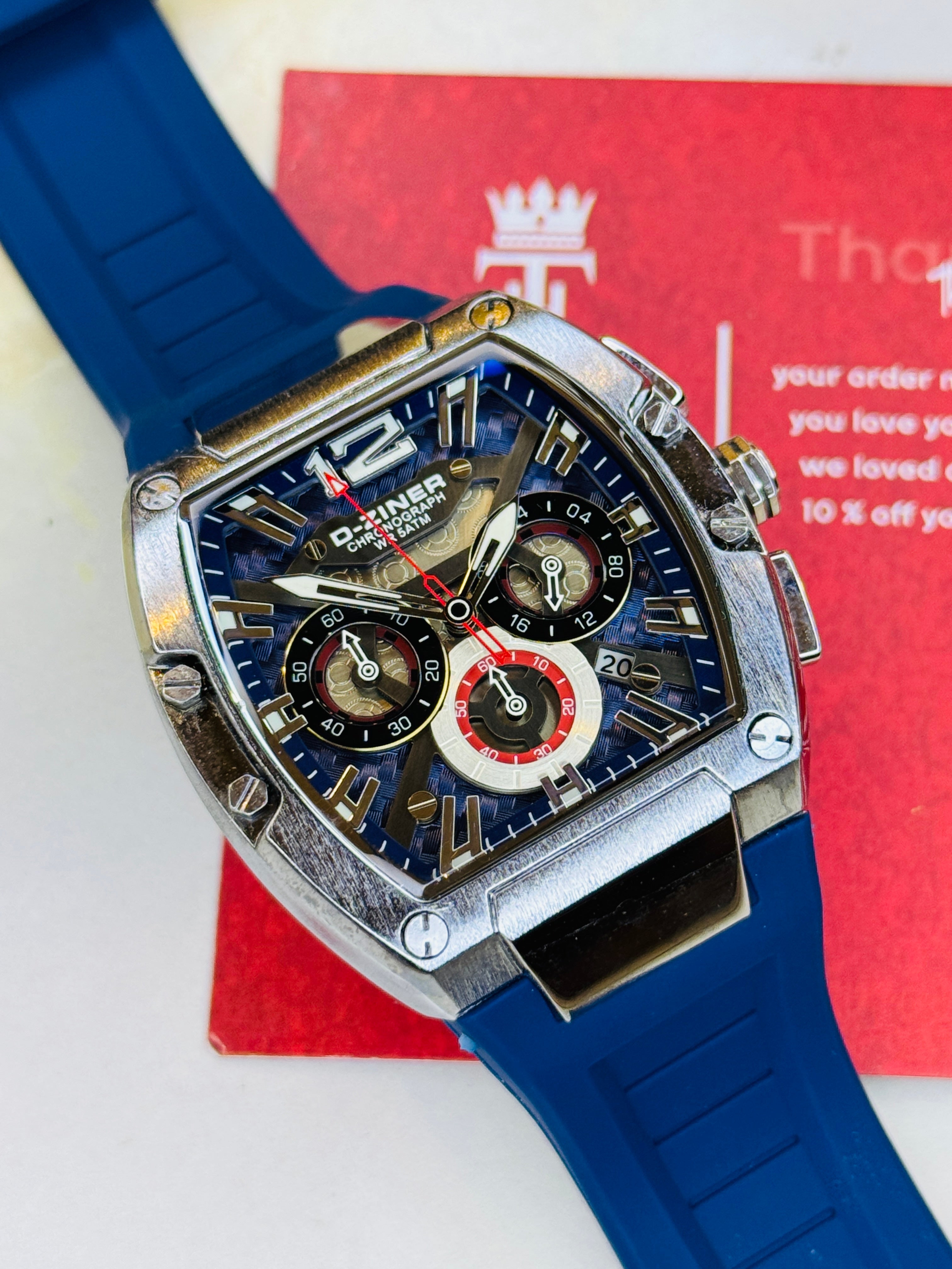 D-Ziner RM Blue Silver Chronograph Watch