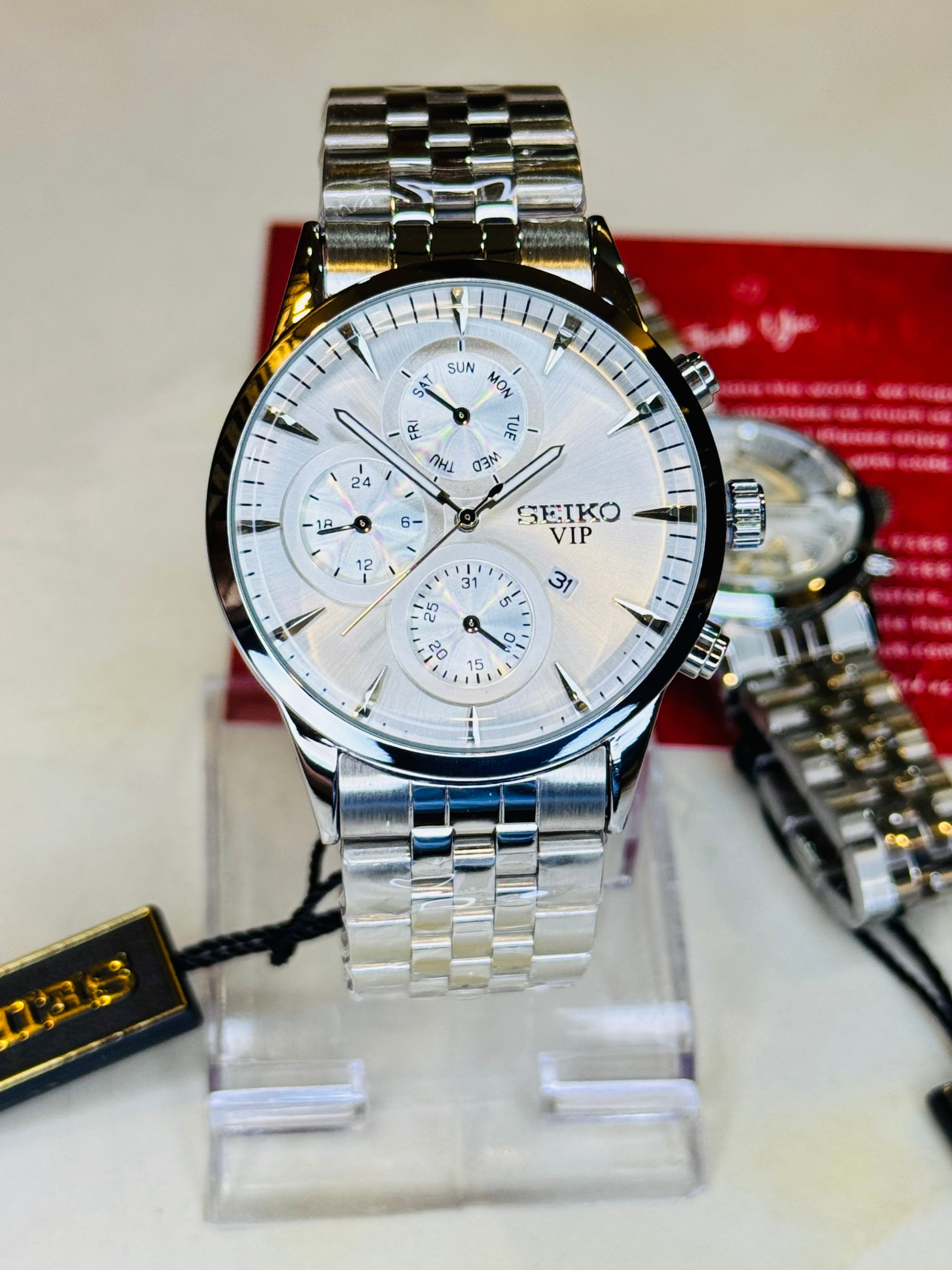 Silver White Seiko Couple Watch