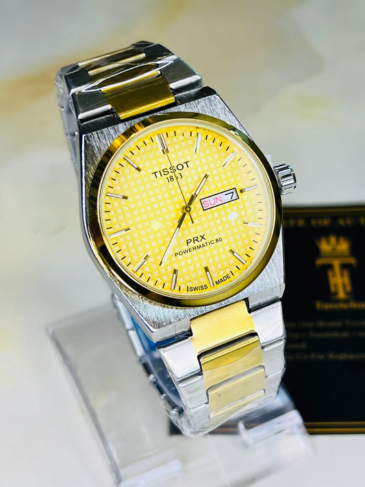 Tissot PRX Silver Gold With Gold Textured Dial Watch