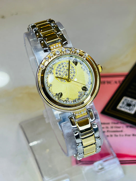 Two Tone Gold Leaf Zircon Watch for her