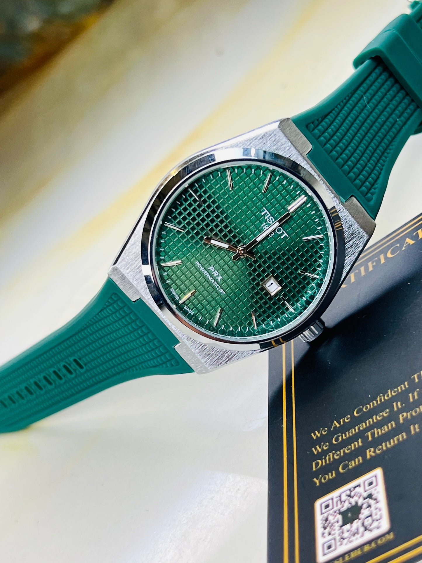 Green Silver PRX Silicon Strap Watch
