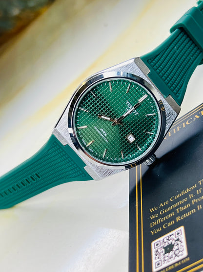Green Silver PRX Silicon Strap Watch