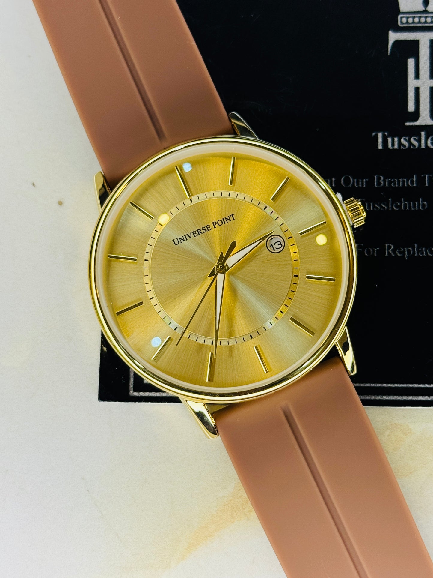 Model A Brown Gold Slim Balloon Universe Point Watch
