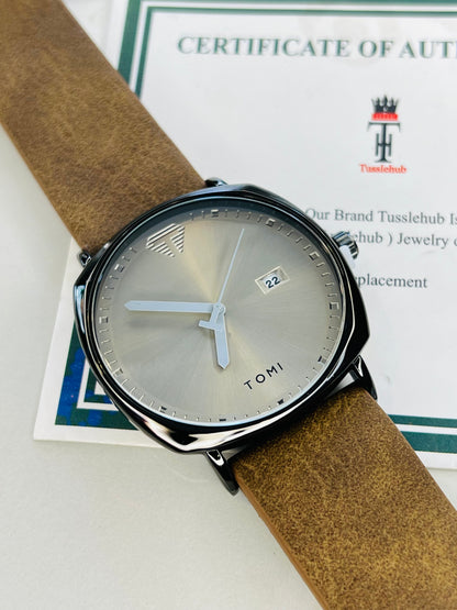 Tomi Brown Black Sleek Dial Watch