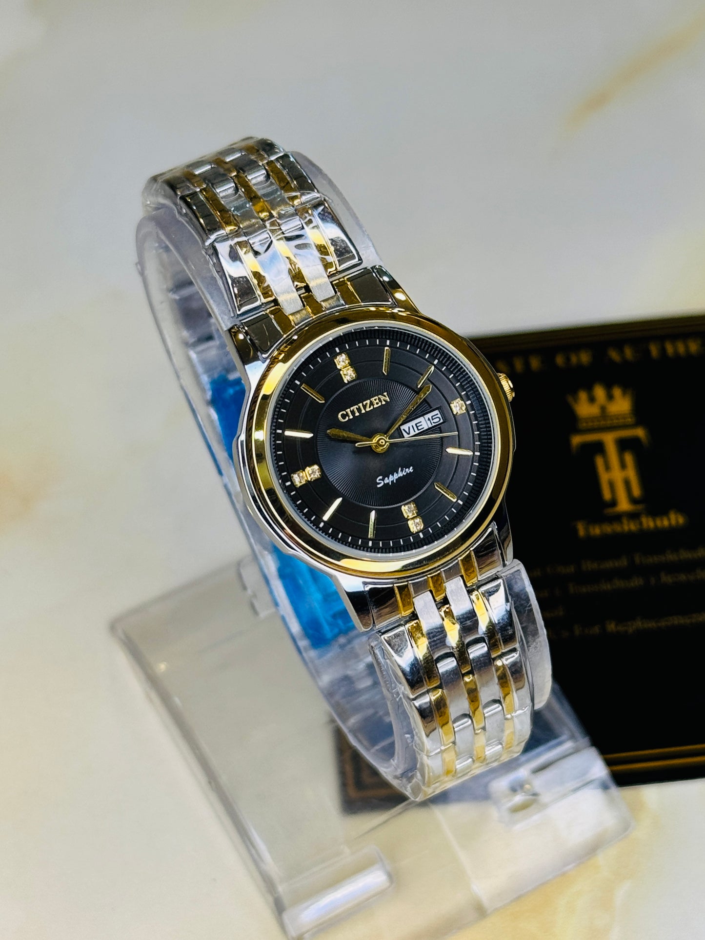 Two Tone Black Day Date Citizen Couple Watch