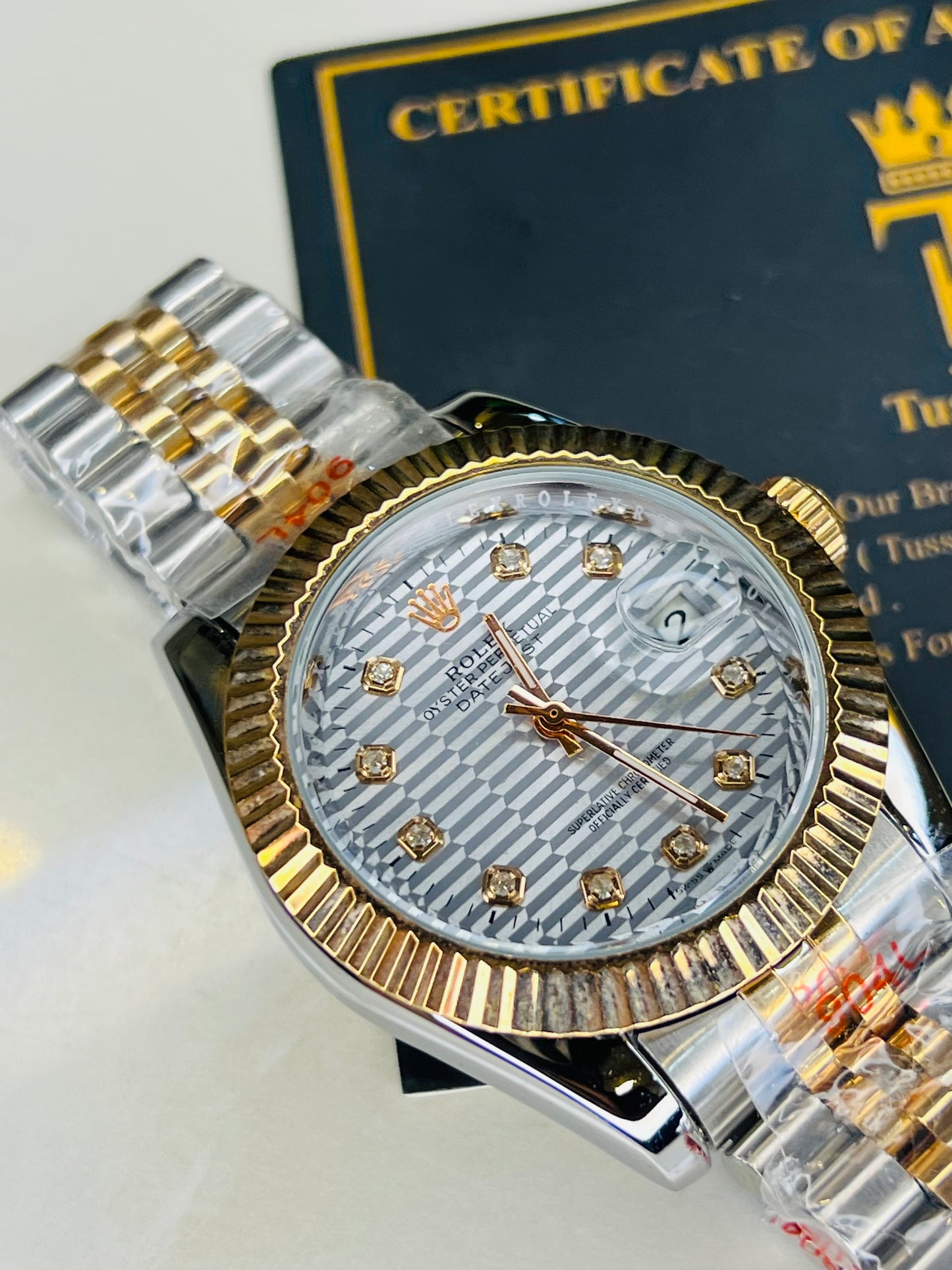 Jubilee Date Just Silver Rose Fluted Bezel White Dial Automatic Watch