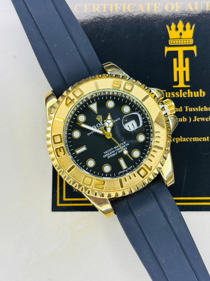 Gold Bezel Black Yatchmaster Watch