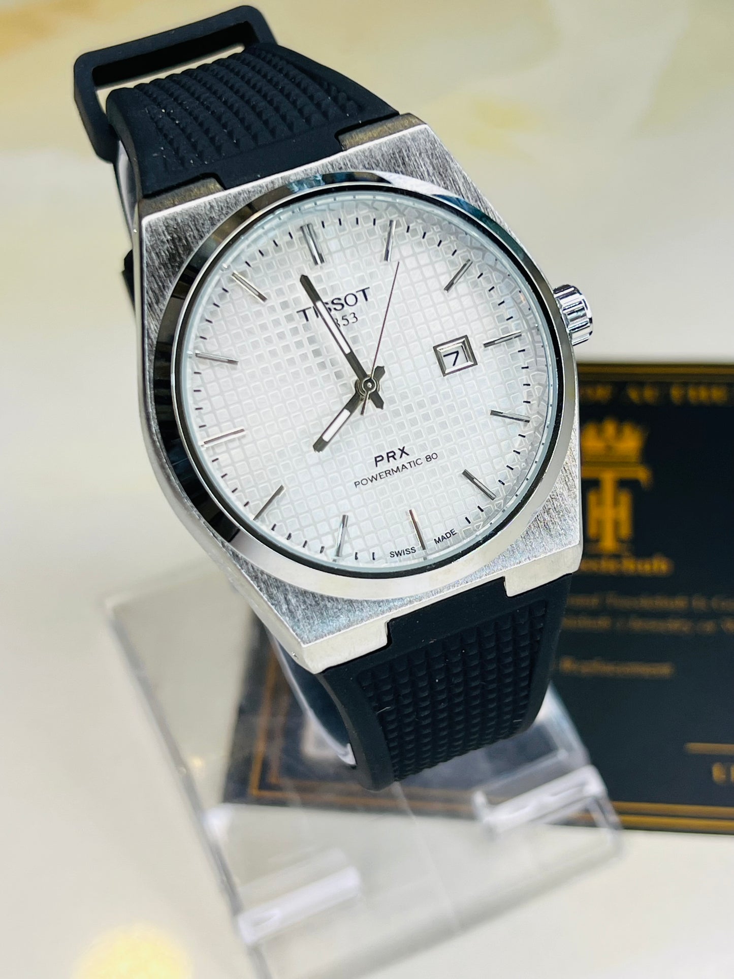 Black Silver White PRX Silicon Strap Watchh