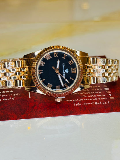 Rose Gold Black Aoqili Roman Watch for her