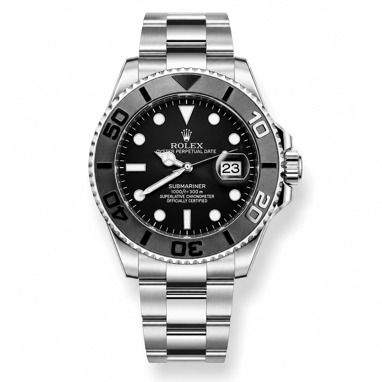Silver Black Chain Yatchmaster Watch