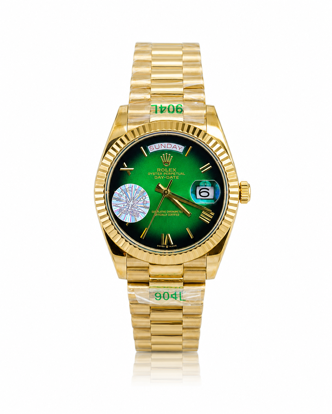 Day Date Gold Emerald Dial Automatic Super Clone Watch