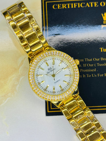 Bee Sister Gold Zircon Bezel Watch For Her