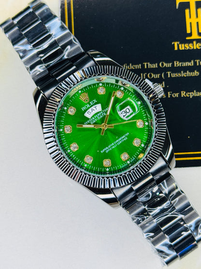 Premium Day Date Black Emerald Dial Watch
