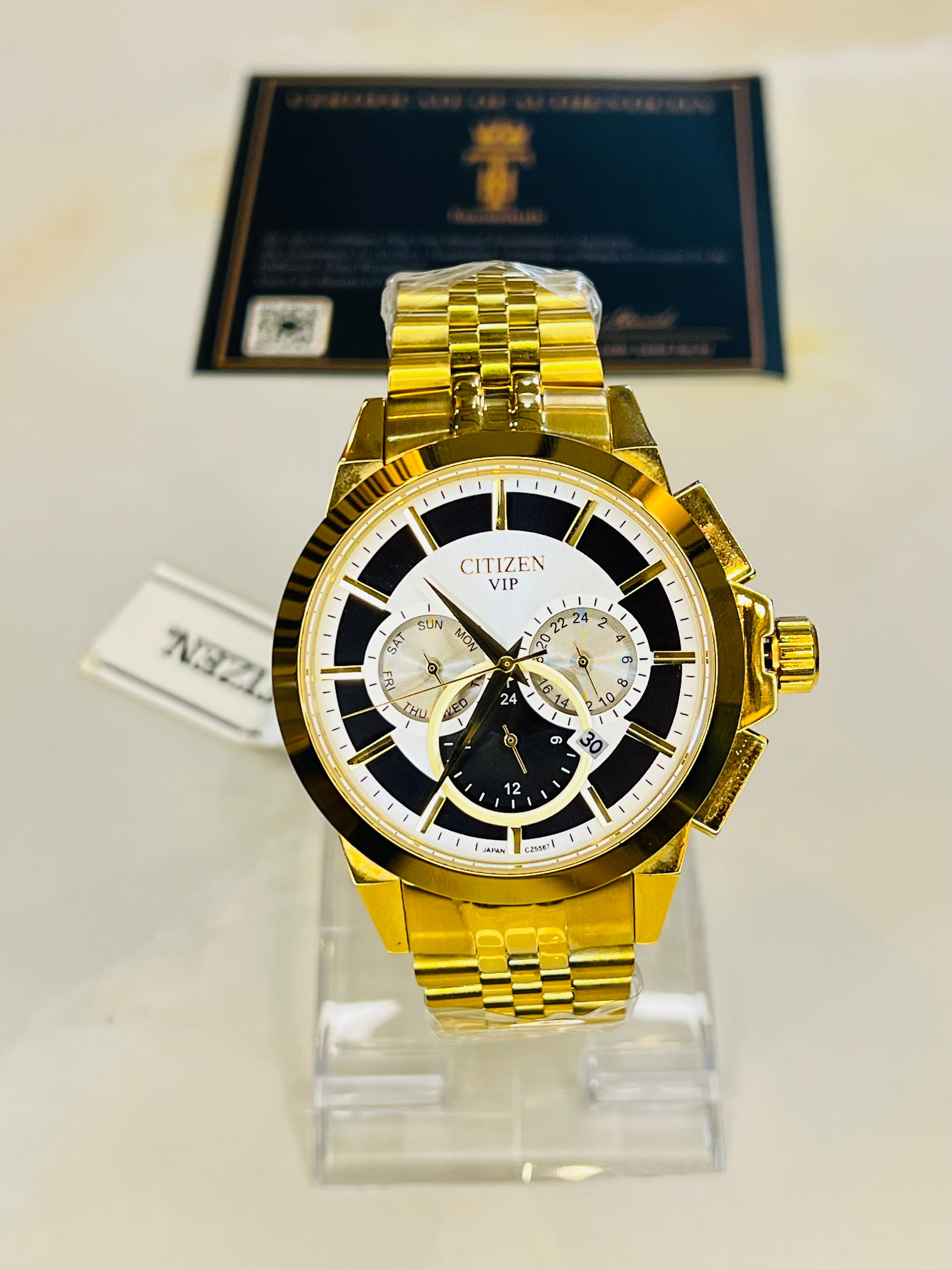 Gold White VIP Chronograph Dial Watch