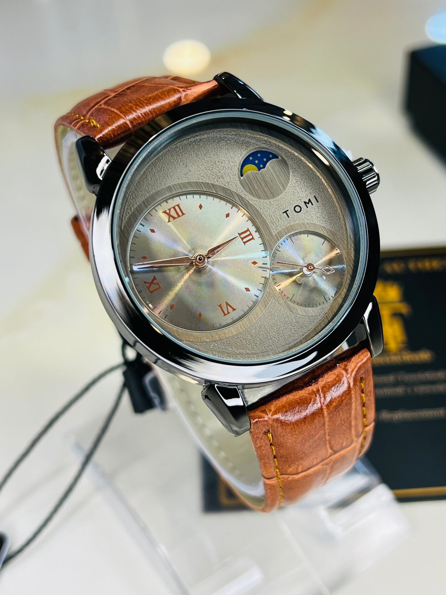 Tomi Brown Black Moon graph Dial Watch