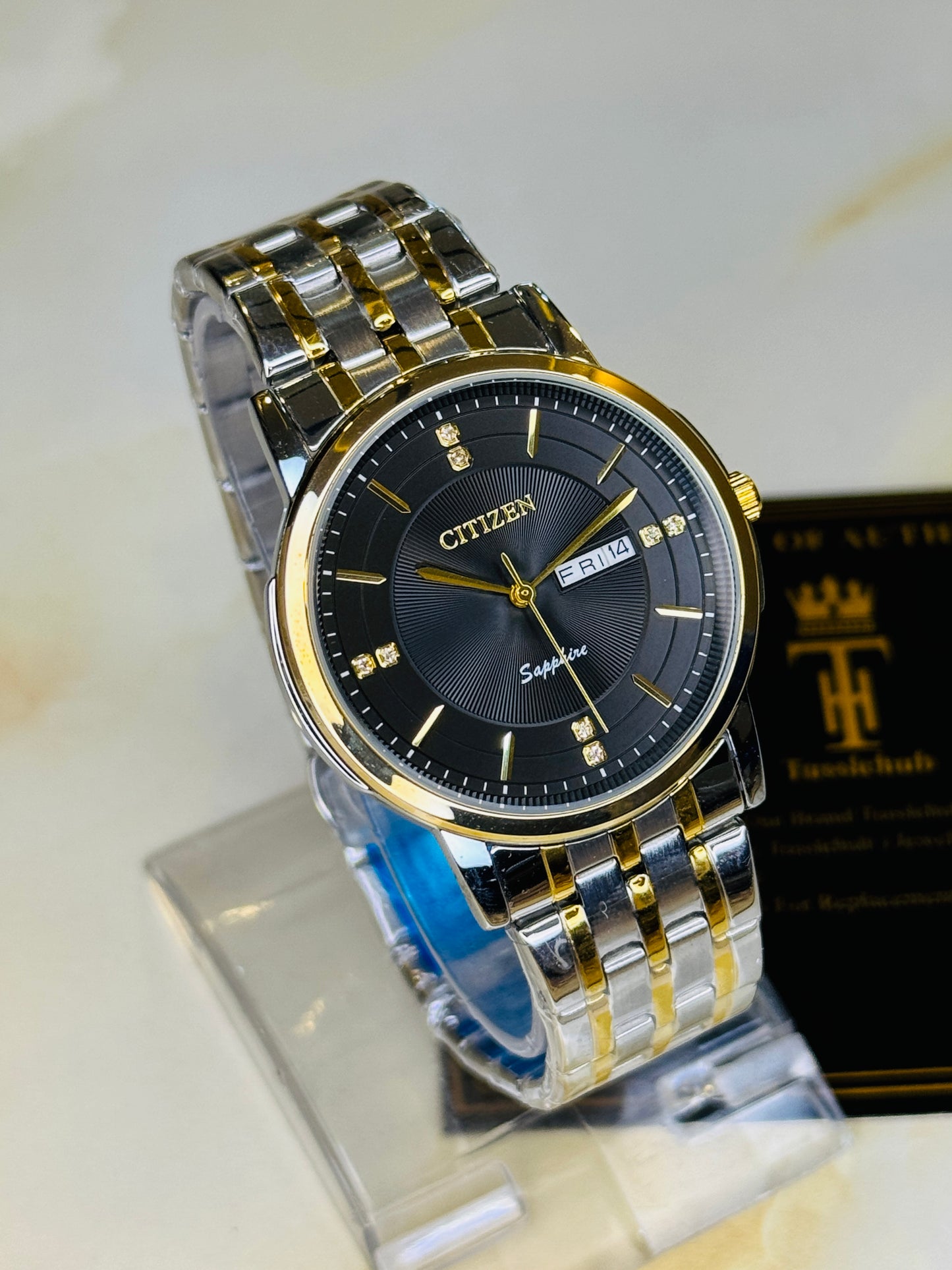 Two Tone Black Day Date Citizen Couple Watch