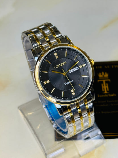 Two Tone Black Day Date Citizen Couple Watch