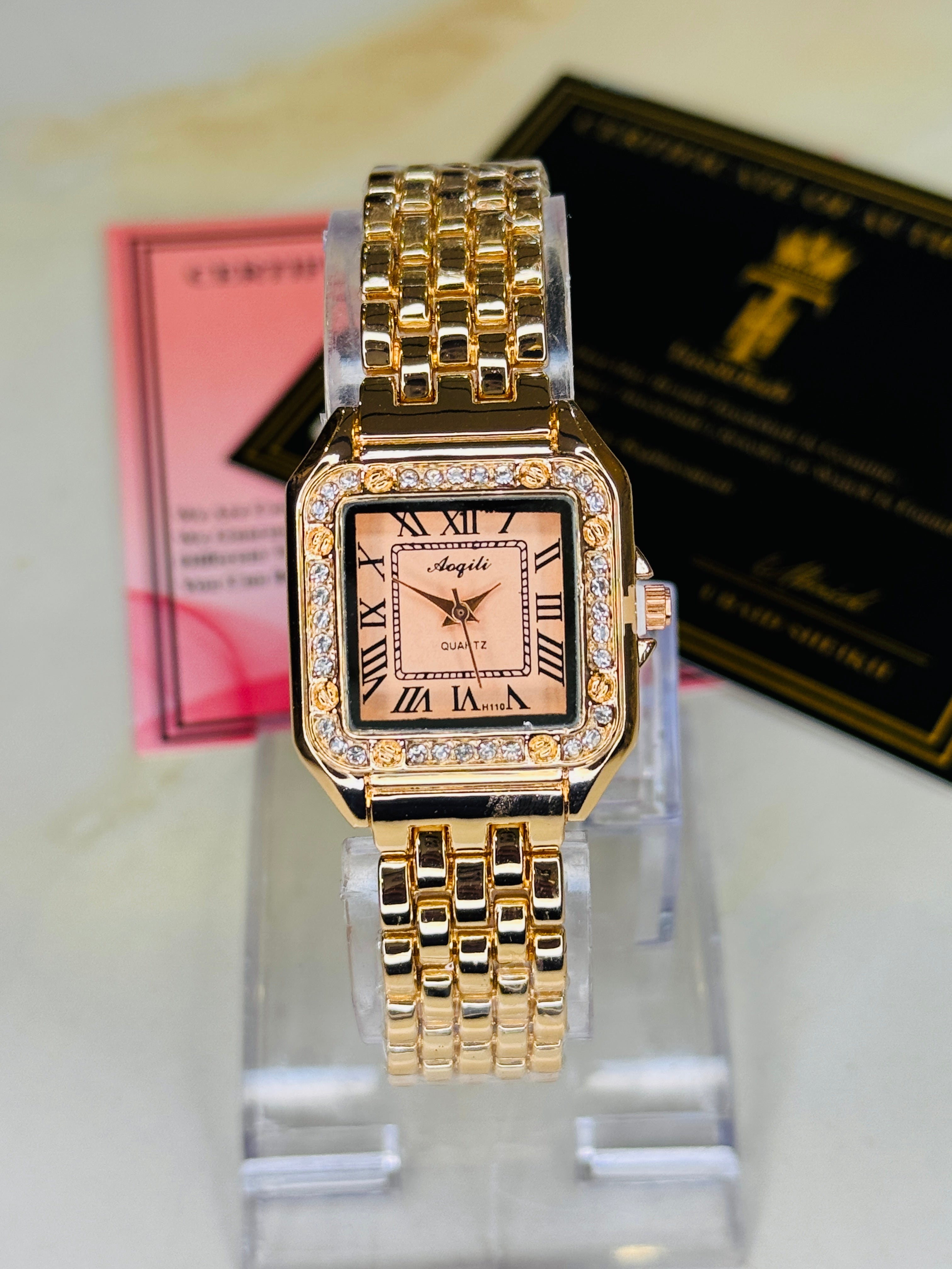 All Rosegold zircon Santos Watch For Her