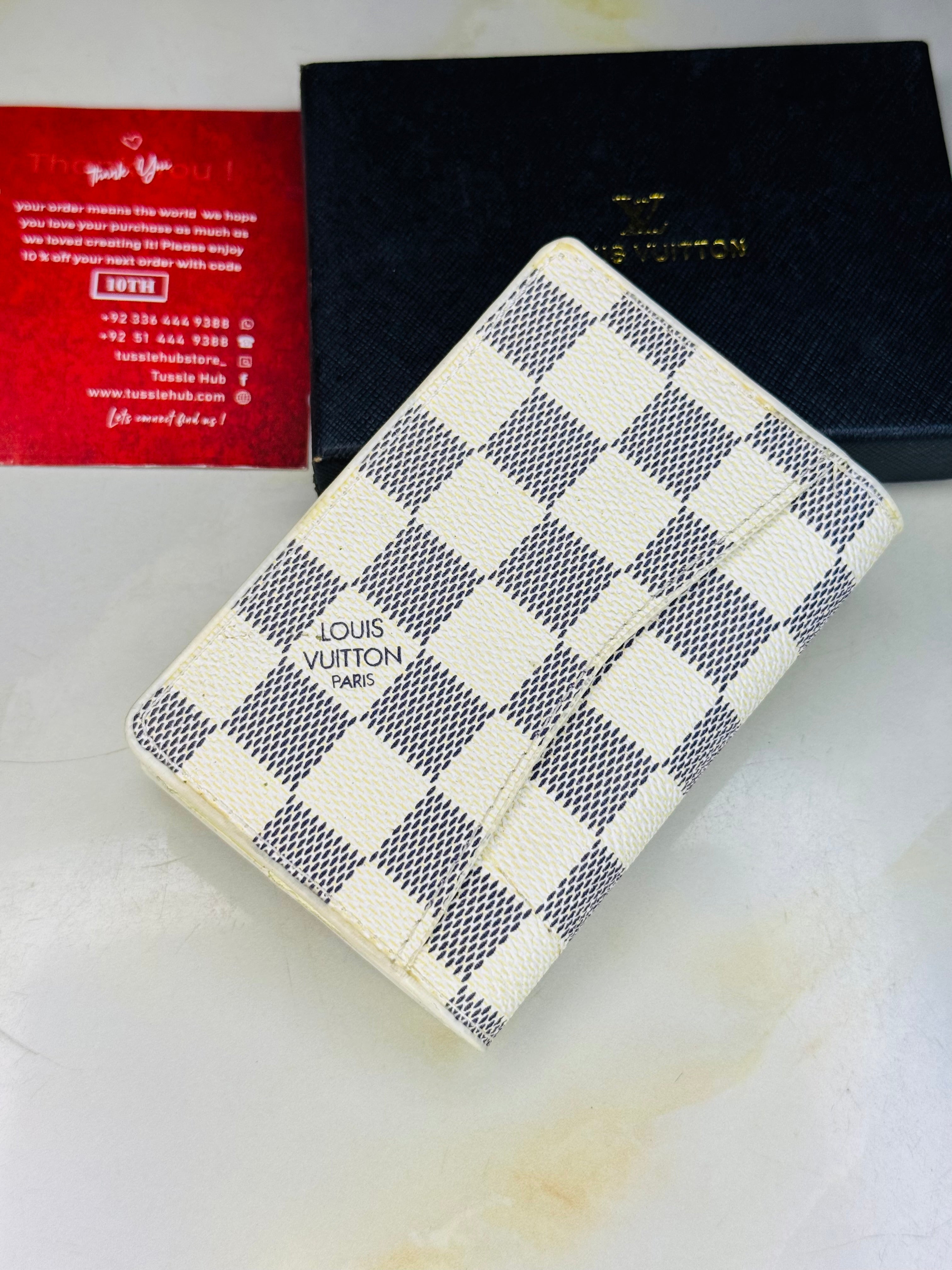 Lv Checkered Bifold Cream Wallet