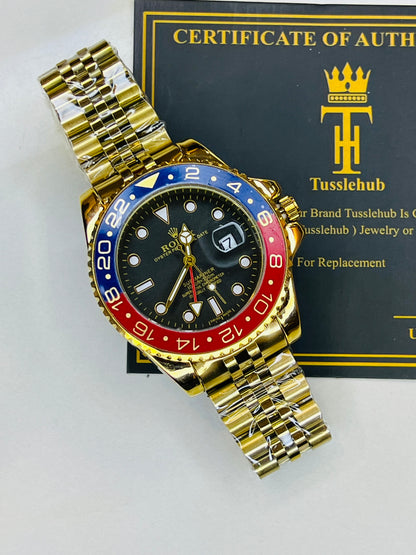 Gold Pepsi Chain Strapped Submariner Watch