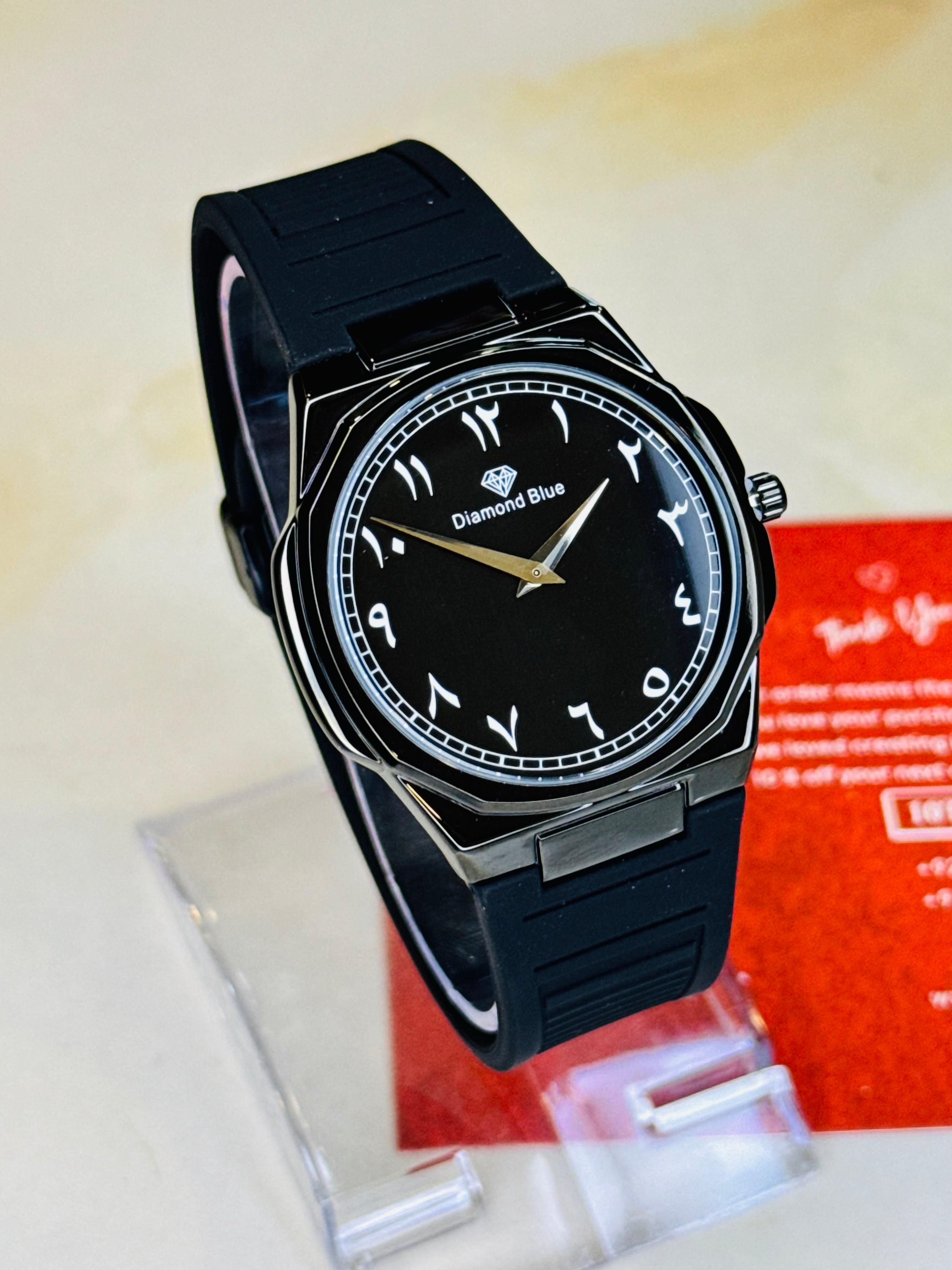 All Black Slim Arabic Magnet Strap Watch
