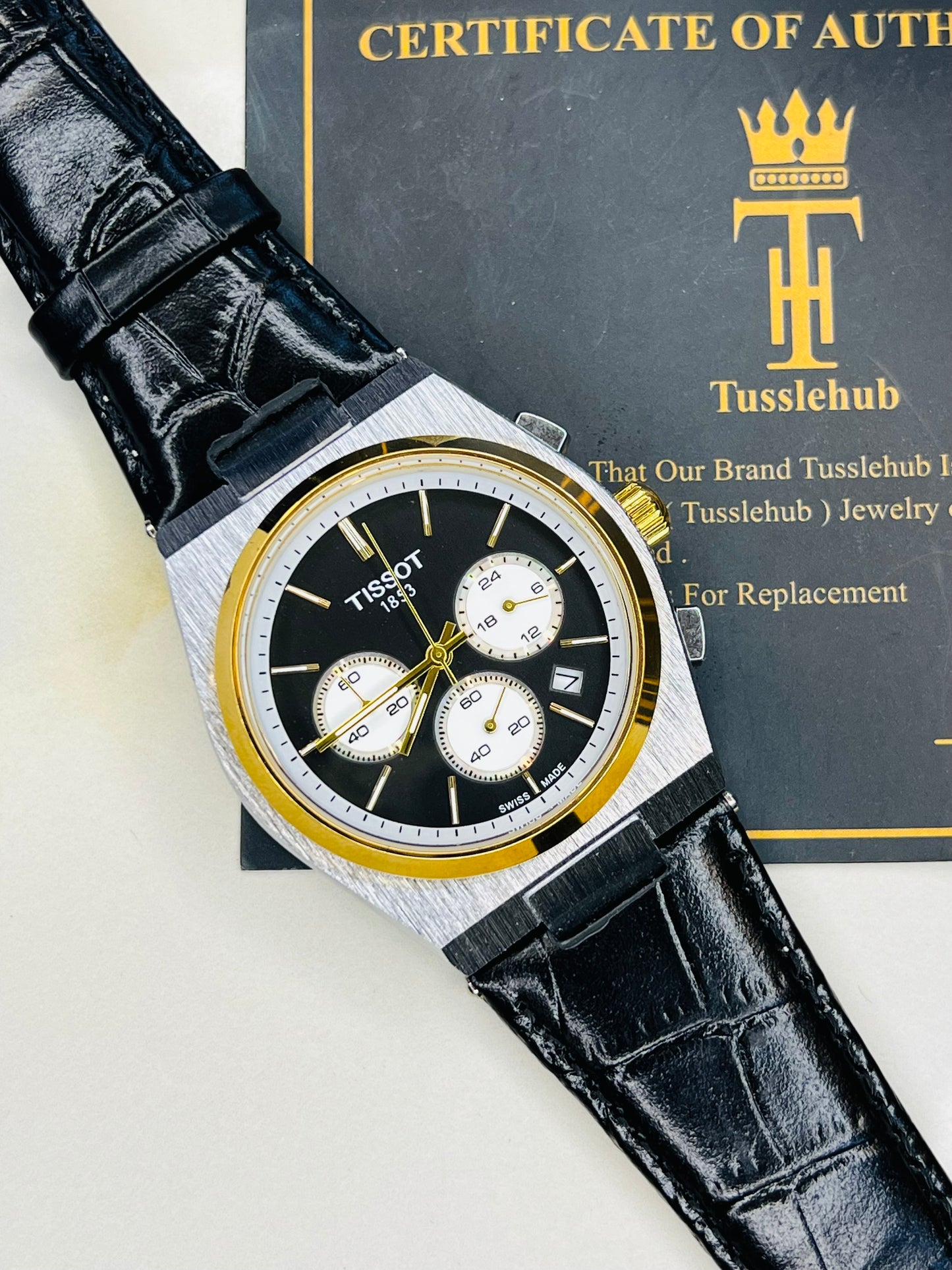 Leather Strapped Tissot PRX 1853 Chronograph Watch