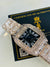 Square Iced Out Branded Rose gold Black Dial Watch