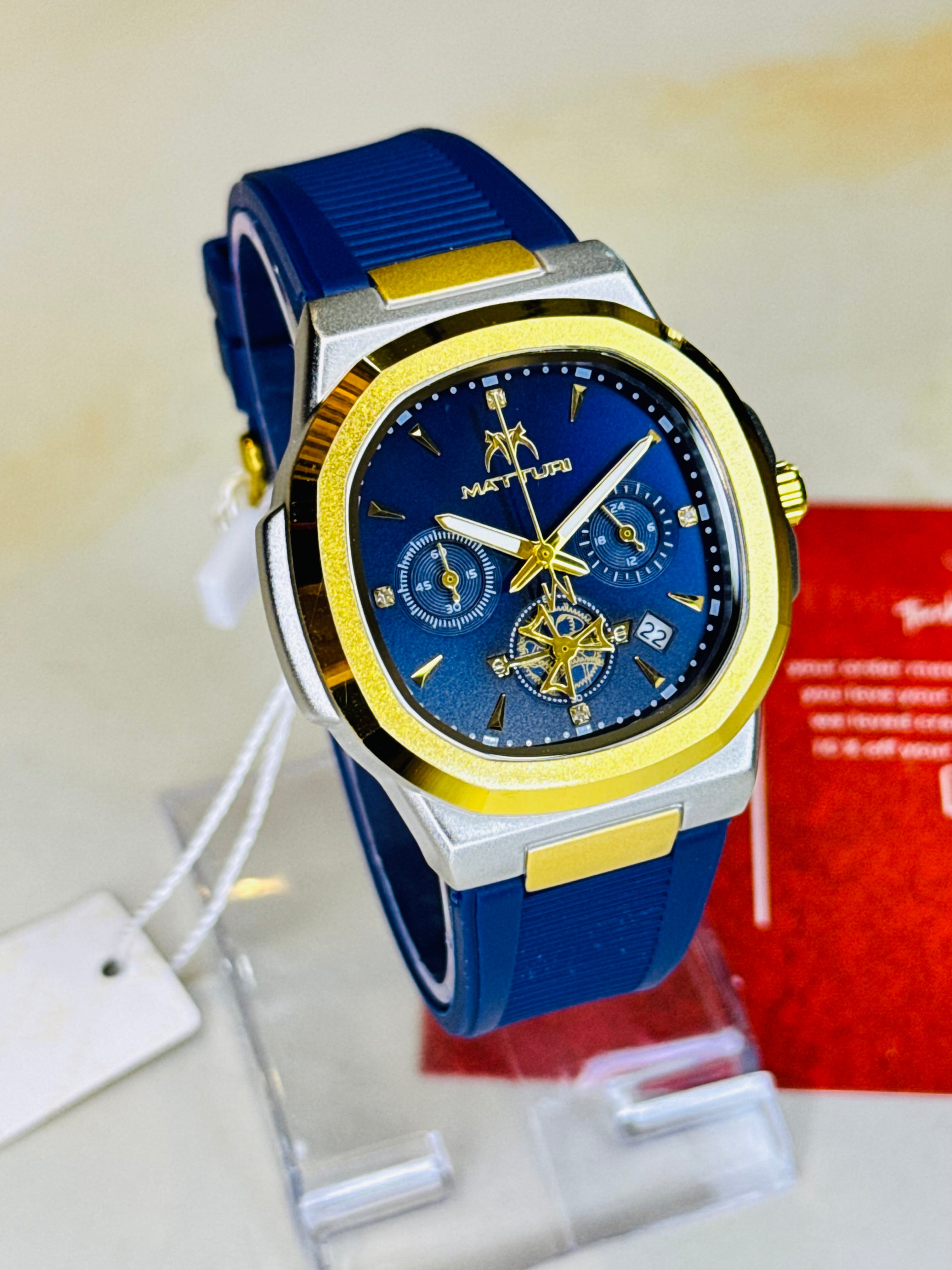 Matturi Gold Sapphire Silicone Chronograph Watch