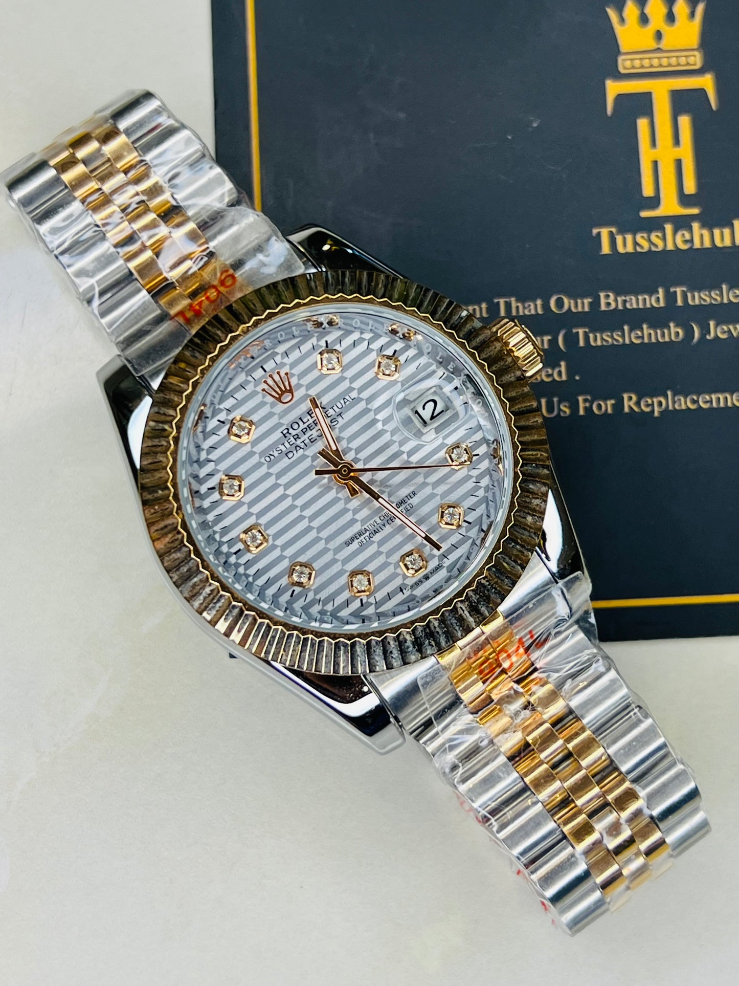 Jubilee Date Just Silver Rose Fluted Bezel White Dial Automatic Watch